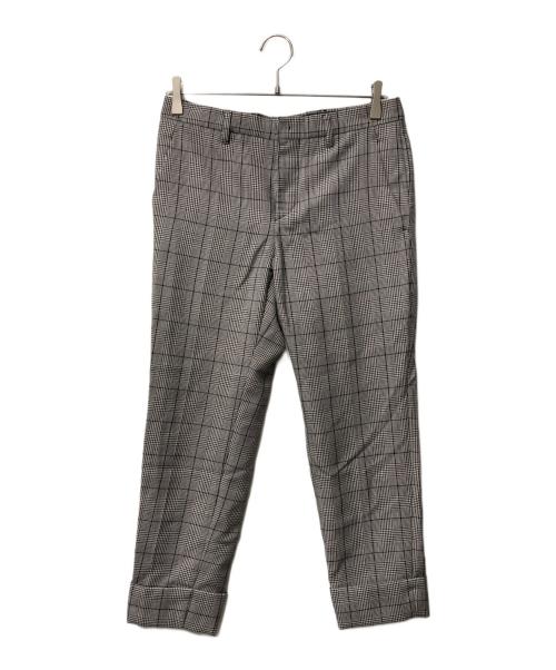 MIU MIU（ミュウミュウ）MIU MIU (ミュウミュウ) グレンチェック テーパードパンツ MP778 R161 087 グレー×ブラック サイズ:40の古着・服飾アイテム