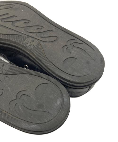 GUCCI（グッチ）GUCCI (グッチ) ロゴプレート レザーローカットスニーカー ブラック サイズ:SIZE 35 1/2（22.5ｃｍ）の古着・服飾アイテム