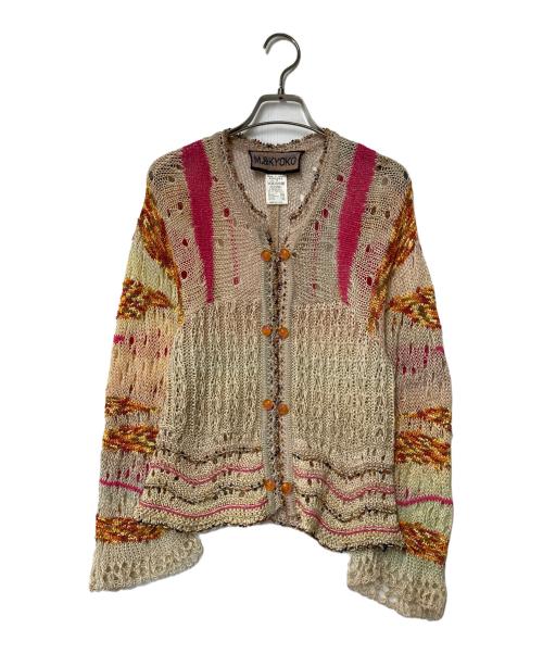 M.&KYOKO（エムアンドキョウコ）M.&KYOKO (エムアンドキョウコ) カーディガン ベージュ×ピンク サイズ:2の古着・服飾アイテム