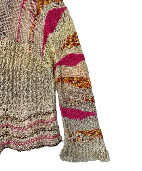 M.&KYOKO（エムアンドキョウコ）M.&KYOKO (エムアンドキョウコ) カーディガン ベージュ×ピンク サイズ:2の古着・服飾アイテム