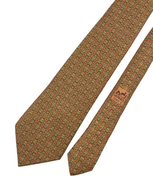 HERMES（エルメス）HERMES (エルメス) 総柄シルクネクタイ オレンジ サイズ:-の古着・服飾アイテム