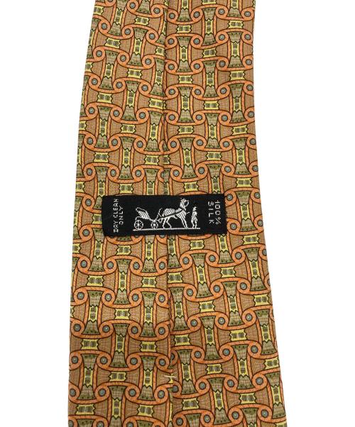 HERMES（エルメス）HERMES (エルメス) 総柄シルクネクタイ オレンジ サイズ:-の古着・服飾アイテム