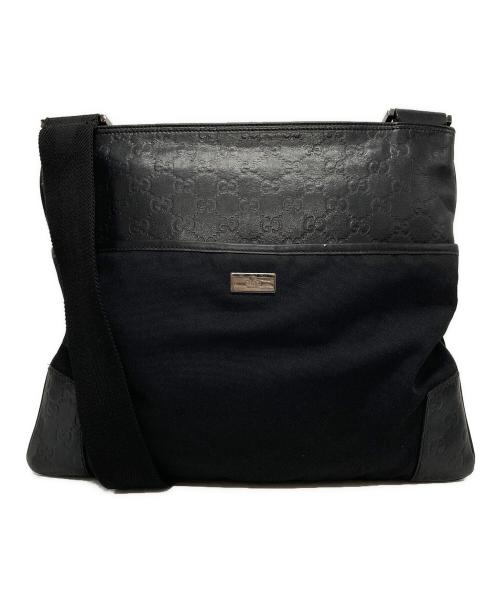 GUCCI（グッチ）GUCCI (グッチ) GG柄レザー切替ショルダーバッグ 161822 ブラックの古着・服飾アイテム