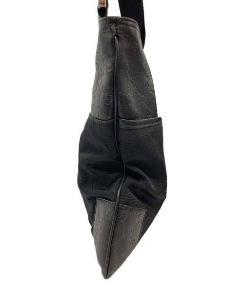 GUCCI（グッチ）GUCCI (グッチ) GG柄レザー切替ショルダーバッグ 161822 ブラックの古着・服飾アイテム