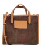 ETROエトロ）の古着「ペイズリー柄 2WAYハンドバッグ」｜ボルドー×ブラウン