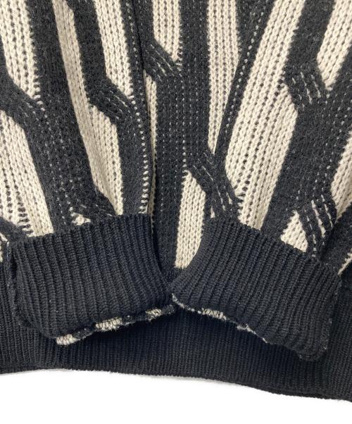 ISSEY MIYAKE（イッセイミヤケ）ISSEY MIYAKE (イッセイミヤケ) ハイネックニット ME31KN077 ブラック×アイボリー サイズ:Mの古着・服飾アイテム