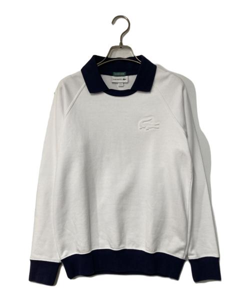 LACOSTE（ラコステ）LACOSTE (ラコステ) BEAMS GOLF (ビームスゴルフ) 別注 ポロスウェット ホワイト×ネイビー サイズ:US XXSの古着・服飾アイテム