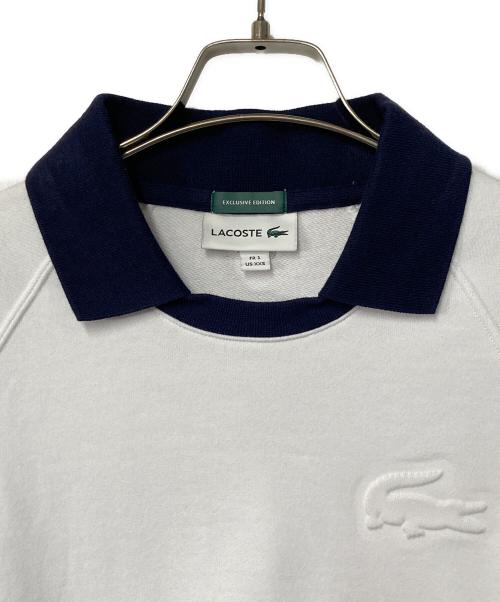 LACOSTE（ラコステ）LACOSTE (ラコステ) BEAMS GOLF (ビームスゴルフ) 別注 ポロスウェット ホワイト×ネイビー サイズ:US XXSの古着・服飾アイテム