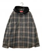 SUPREMEシュプリーム）の古着「Tartan Flannel Hooded Shirt タータン フランネル フーディー シャツ」｜ブラック×グレー×グリーン