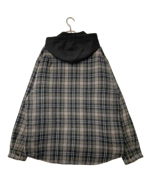 SUPREME（シュプリーム）SUPREME (シュプリーム) Tartan Flannel Hooded Shirt タータン フランネル フーディー シャツ ブラック×グレー×グリーン サイズ:Lの古着・服飾アイテム