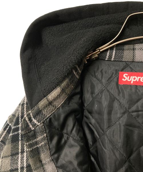 SUPREME（シュプリーム）SUPREME (シュプリーム) Tartan Flannel Hooded Shirt タータン フランネル フーディー シャツ ブラック×グレー×グリーン サイズ:Lの古着・服飾アイテム