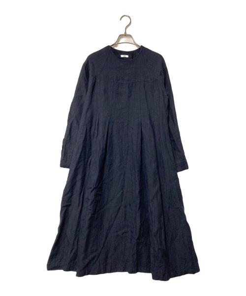 susuri（ススリ）susuri (ススリ) リネンワンピース ネイビー サイズ:Ｍの古着・服飾アイテム