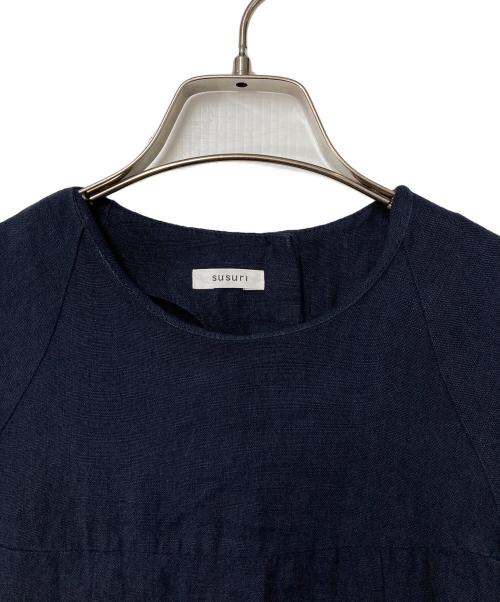 susuri（ススリ）susuri (ススリ) リネンワンピース ネイビー サイズ:Ｍの古着・服飾アイテム