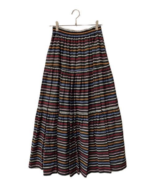 DOUBLE STANDARD CLOTHING（ダブルスタンダードクロージング）DOUBLE STANDARD CLOTHING (ダブルスタンダードクロージング) カラフルボーダーティアードスカート 0202-160-233A ブラック サイズ:38の古着・服飾アイテム