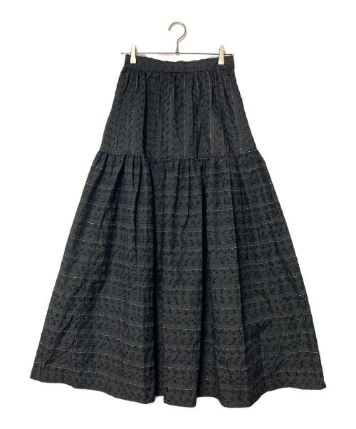 Sov.（ソブ）Sov. (ソブ) ラメボーダーティアードスカート ブラック サイズ:36の古着・服飾アイテム