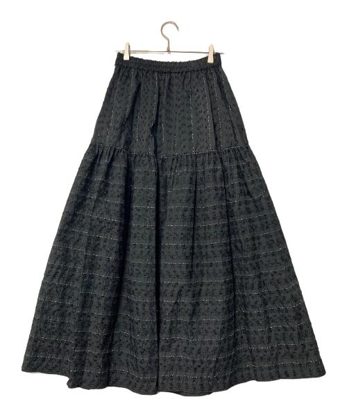 Sov.（ソブ）Sov. (ソブ) ラメボーダーティアードスカート ブラック サイズ:36の古着・服飾アイテム