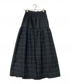 Sov.ソブ）の古着「ラメボーダーティアードスカート」｜ブラック