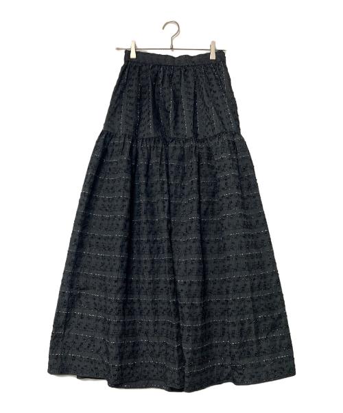Sov.（ソブ）Sov. (ソブ) ラメボーダーティアードスカート ブラック サイズ:38の古着・服飾アイテム