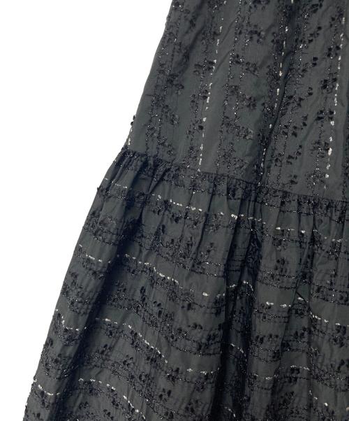 Sov.（ソブ）Sov. (ソブ) ラメボーダーティアードスカート ブラック サイズ:38の古着・服飾アイテム