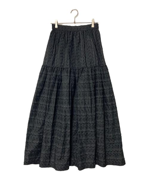 Sov.（ソブ）Sov. (ソブ) ラメボーダーティアードスカート ブラック サイズ:38の古着・服飾アイテム