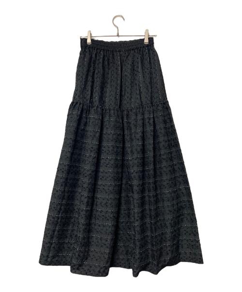 Sov.（ソブ）Sov. (ソブ) ラメボーダーティアードスカート ブラック サイズ:38の古着・服飾アイテム