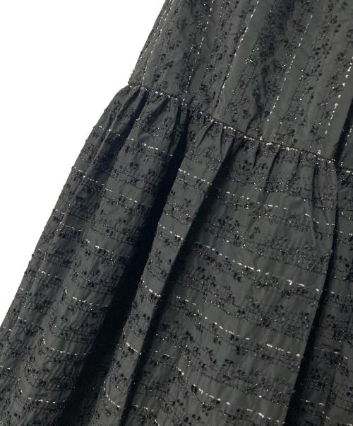 Sov.（ソブ）Sov. (ソブ) ラメボーダーティアードスカート ブラック サイズ:38の古着・服飾アイテム