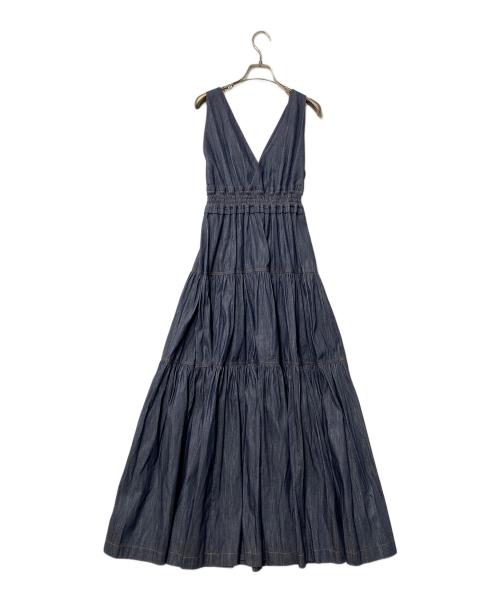 DOUBLE STANDARD CLOTHING（ダブルスタンダードクロージング）DOUBLE STANDARD CLOTHING (ダブルスタンダードクロージング) インディゴVネックティアードワンピース 0201-551-233 インディゴ サイズ:38の古着・服飾アイテム