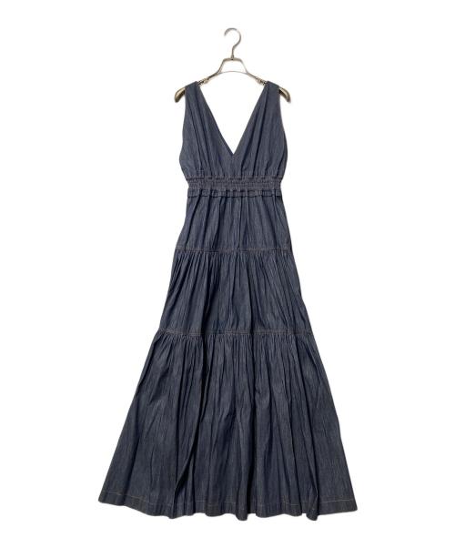 DOUBLE STANDARD CLOTHING（ダブルスタンダードクロージング）DOUBLE STANDARD CLOTHING (ダブルスタンダードクロージング) インディゴVネックティアードワンピース 0201-551-233 インディゴ サイズ:38の古着・服飾アイテム