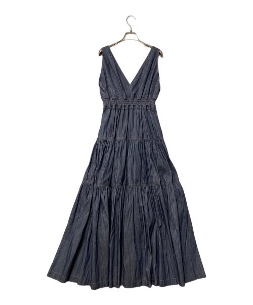 DOUBLE STANDARD CLOTHING（ダブルスタンダードクロージング）DOUBLE STANDARD CLOTHING (ダブルスタンダードクロージング) インディゴVネックティアードワンピース 0201-551-233 インディゴ サイズ:38の古着・服飾アイテム