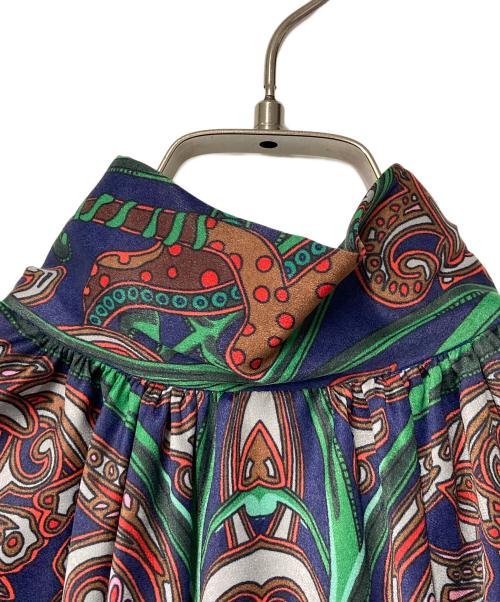 Sov.（ソブ）Sov. (ソブ) ペイズリー柄サテンワンピ 0301-402-223 ブルー×ブラウン サイズ:36の古着・服飾アイテム