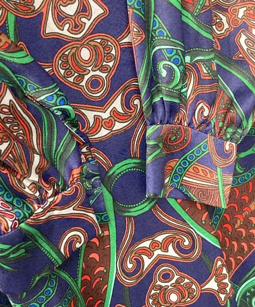 Sov.（ソブ）Sov. (ソブ) ペイズリー柄サテンワンピ 0301-402-223 ブルー×ブラウン サイズ:36の古着・服飾アイテム