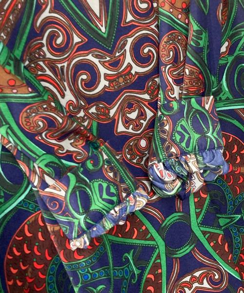 Sov.（ソブ）Sov. (ソブ) ペイズリー柄サテンワンピ 0301-402-223 ブルー×ブラウン サイズ:36の古着・服飾アイテム