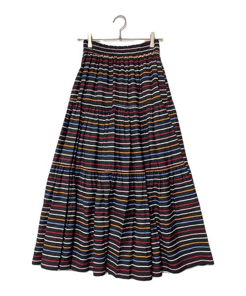 DOUBLE STANDARD CLOTHING（ダブルスタンダードクロージング）DOUBLE STANDARD CLOTHING (ダブルスタンダードクロージング) カラフルボーダーティアードスカート ブラック サイズ:36の古着・服飾アイテム
