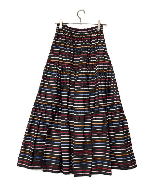 DOUBLE STANDARD CLOTHING（ダブルスタンダードクロージング）DOUBLE STANDARD CLOTHING (ダブルスタンダードクロージング) カラフルボーダーティアードスカート ブラック サイズ:36の古着・服飾アイテム