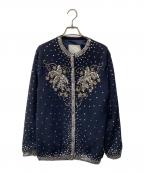 sacaiサカイ）の古着「スパンコール ウールクルーネックカーディガン 10-01251」｜ネイビー