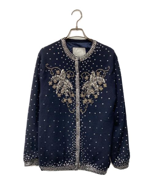 sacai（サカイ）sacai (サカイ) スパンコール ウールクルーネックカーディガン 10-01251 ネイビー サイズ:2の古着・服飾アイテム