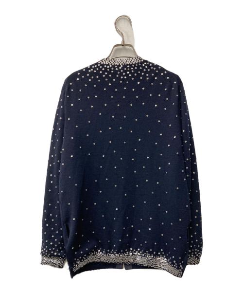 sacai（サカイ）sacai (サカイ) スパンコール ウールクルーネックカーディガン 10-01251 ネイビー サイズ:2の古着・服飾アイテム