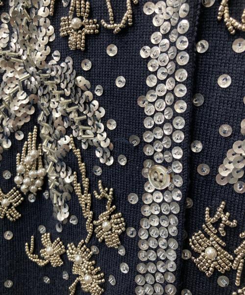 sacai（サカイ）sacai (サカイ) スパンコール ウールクルーネックカーディガン 10-01251 ネイビー サイズ:2の古着・服飾アイテム