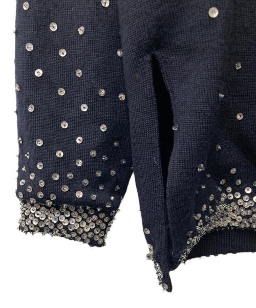 sacai（サカイ）sacai (サカイ) スパンコール ウールクルーネックカーディガン 10-01251 ネイビー サイズ:2の古着・服飾アイテム