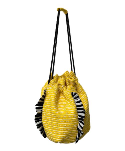 BORDERS at BALCONY（ボーダーズアットバルコニー）BORDERS at BALCONY (ボーダーズアットバルコニー) LINTON (リントン) 巾着バッグ イエローの古着・服飾アイテム