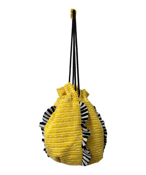 BORDERS at BALCONY（ボーダーズアットバルコニー）BORDERS at BALCONY (ボーダーズアットバルコニー) LINTON (リントン) 巾着バッグ イエローの古着・服飾アイテム