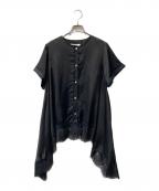 MM6 Maison Margielaエムエムシックスメゾンマルジェラ）の古着「レース切替ブラウス S32DL0132 S43627」｜ブラック