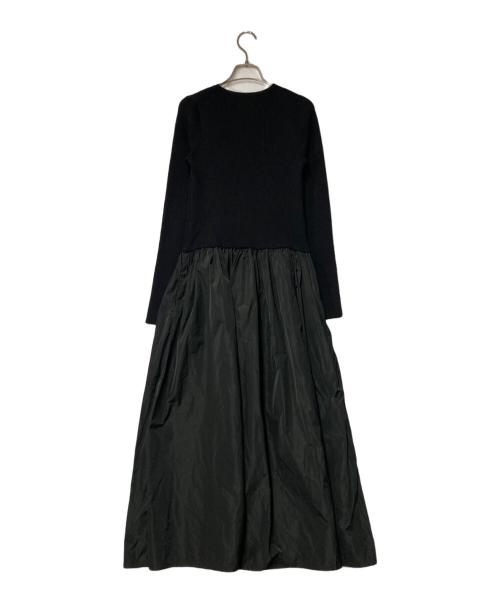 ADAWAS（アダワス）ADAWAS (アダワス) RIBBED KNIT GATHERED DRESS ブラック サイズ:FREEの古着・服飾アイテム