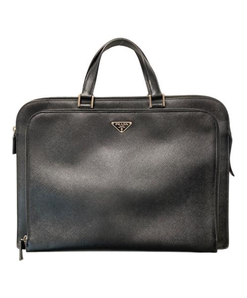 PRADA（プラダ）PRADA (プラダ) ロゴプレート ブリーフケース ブラックの古着・服飾アイテム