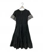 BORDERS at BALCONYボーダーズアットバルコニー）の古着「TIERED TEE DRESS/ティアードTeeドレス」｜ブラック