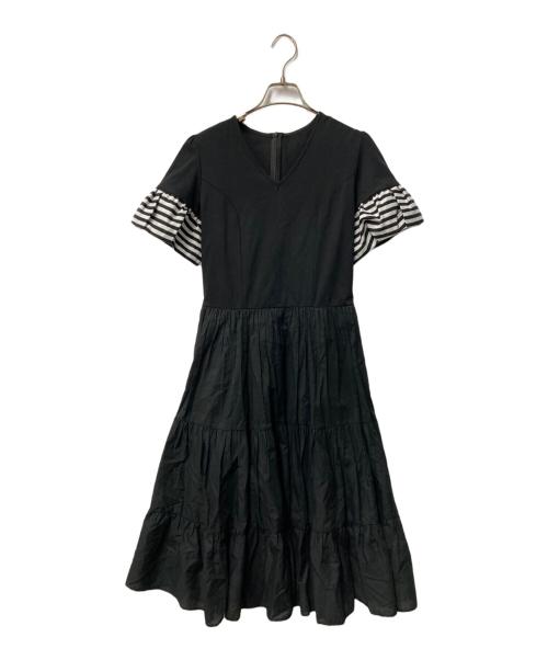 BORDERS at BALCONY（ボーダーズアットバルコニー）BORDERS AT BALCONY (ボーダーズアットバルコニー) TIERED TEE DRESS/ティアードTeeドレス ブラック サイズ:36の古着・服飾アイテム