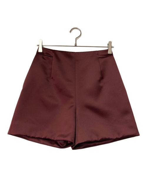 BORDERS at BALCONY（ボーダーズアットバルコニー）BORDERS at BALCONY (ボーダーズアットバルコニー) サテンショートパンツ BD2221-3L-24 ボルドー サイズ:38の古着・服飾アイテム