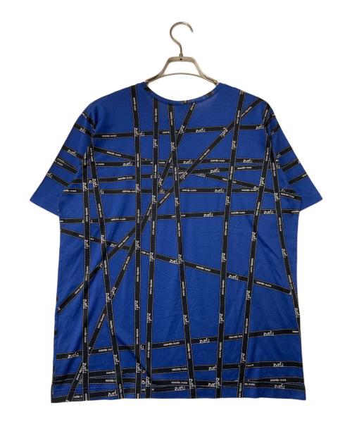 HERMES（エルメス）HERMES (エルメス) ボルディック柄 Tシャツ ブルー×ブラック サイズ:Ｌの古着・服飾アイテム