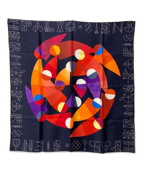 HERMES（エルメス）HERMES (エルメス) カレ65 ネイビー×オレンジの古着・服飾アイテム