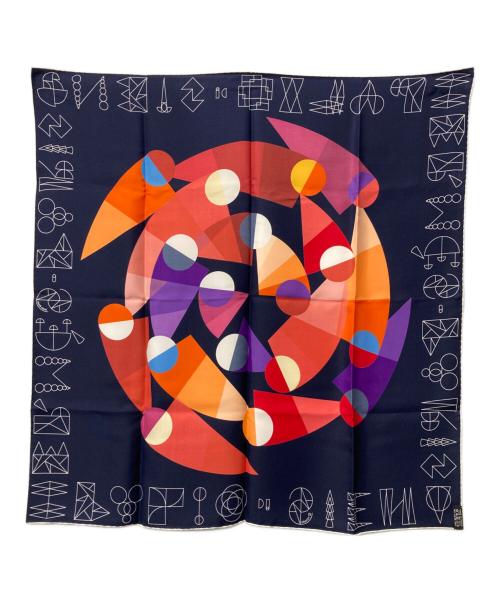 HERMES（エルメス）HERMES (エルメス) カレ65 ネイビー×オレンジの古着・服飾アイテム